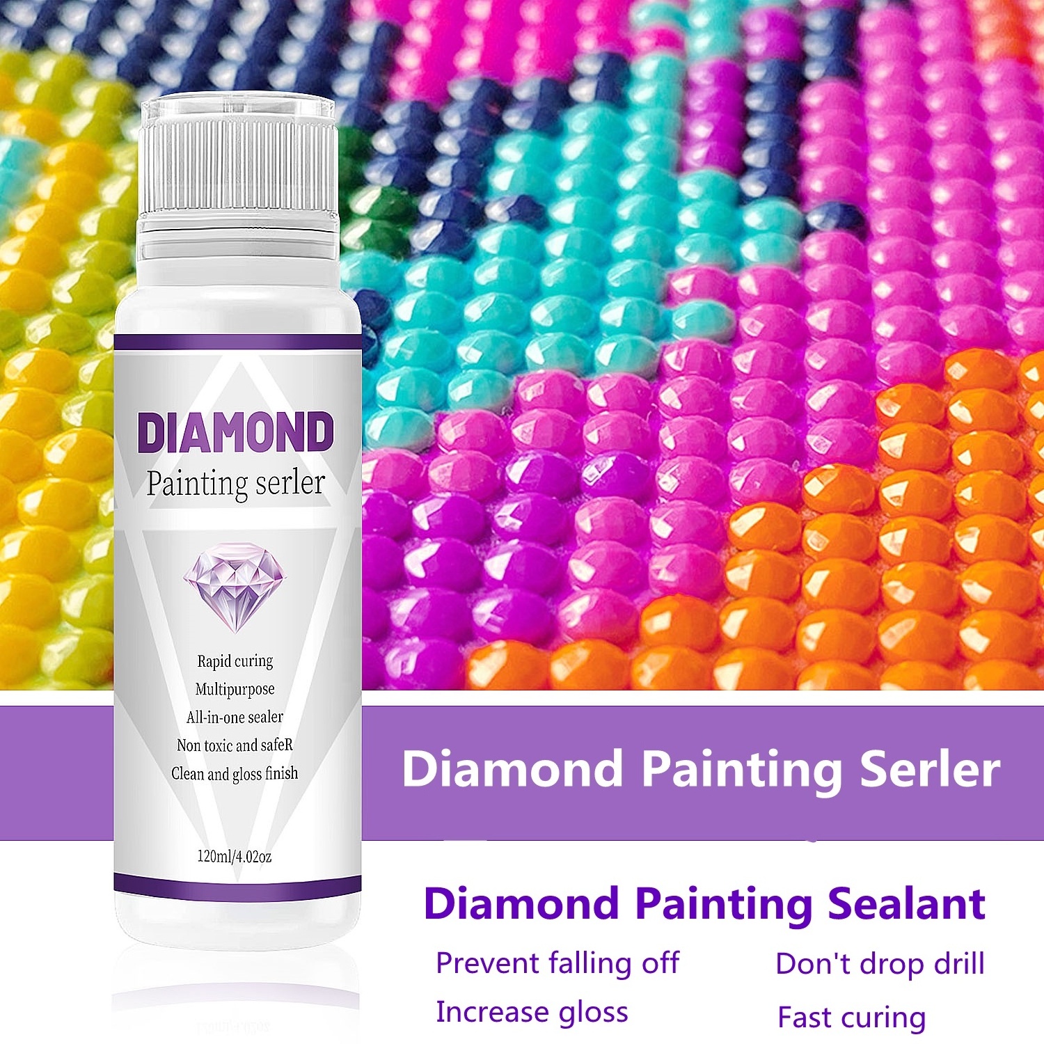 Osbang 5D Diamond Painting with Sponge Head DIY Jigsaw Puzzle Glue liquid glue Permanent Hold Sealer Glue 120ml Painting Serler