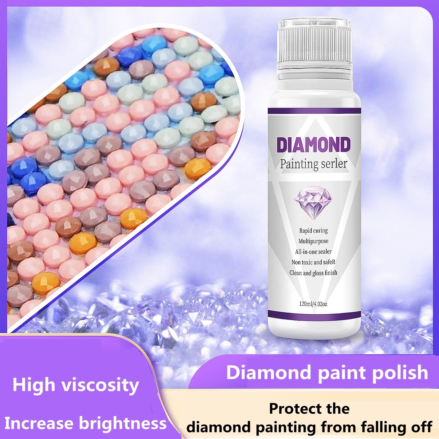 Osbang 5D Diamond Painting with Sponge Head DIY Jigsaw Puzzle Glue liquid glue Permanent Hold Sealer Glue 120ml Painting Serler