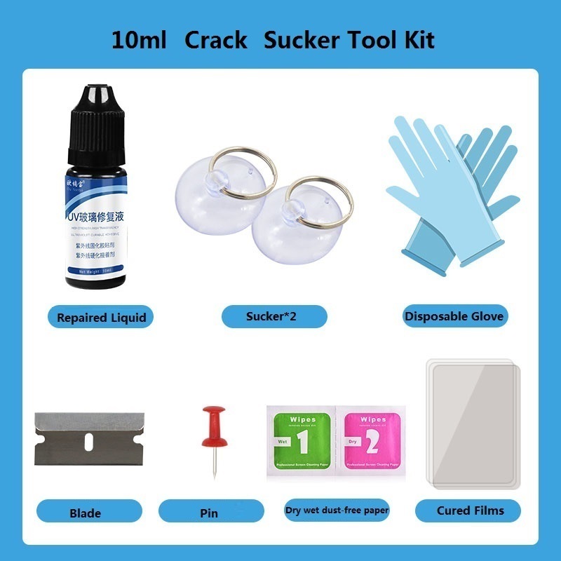 Windshield Crack Repair UV Light Curing Acrylic Resin Adhesive Car Windshield Repair Liquid UV Glue