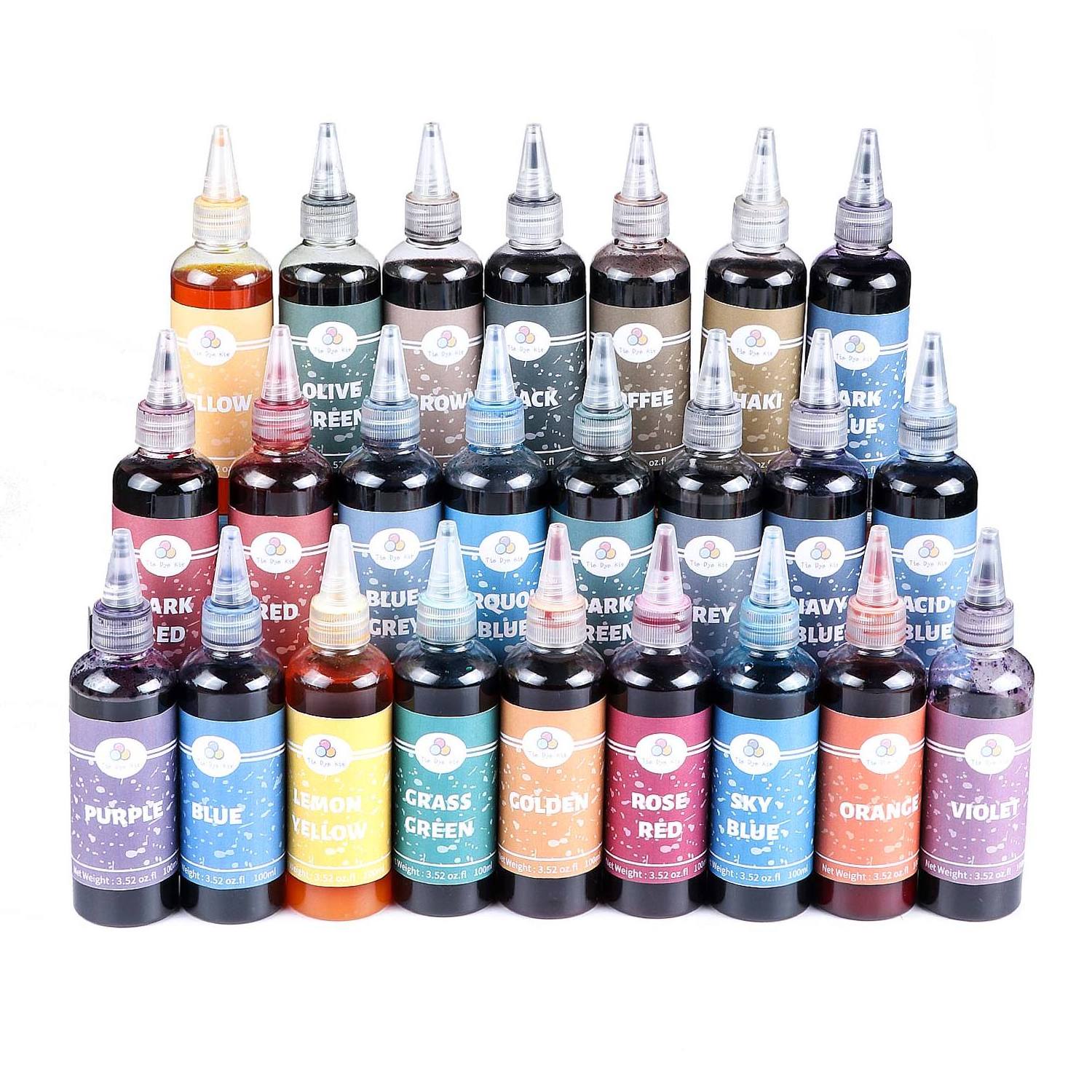 Osbang Liquid Tie Dye Kits 24 Colors 100ml DIY Fabric dyeing  paint, Non-Toxic tie dye paint set