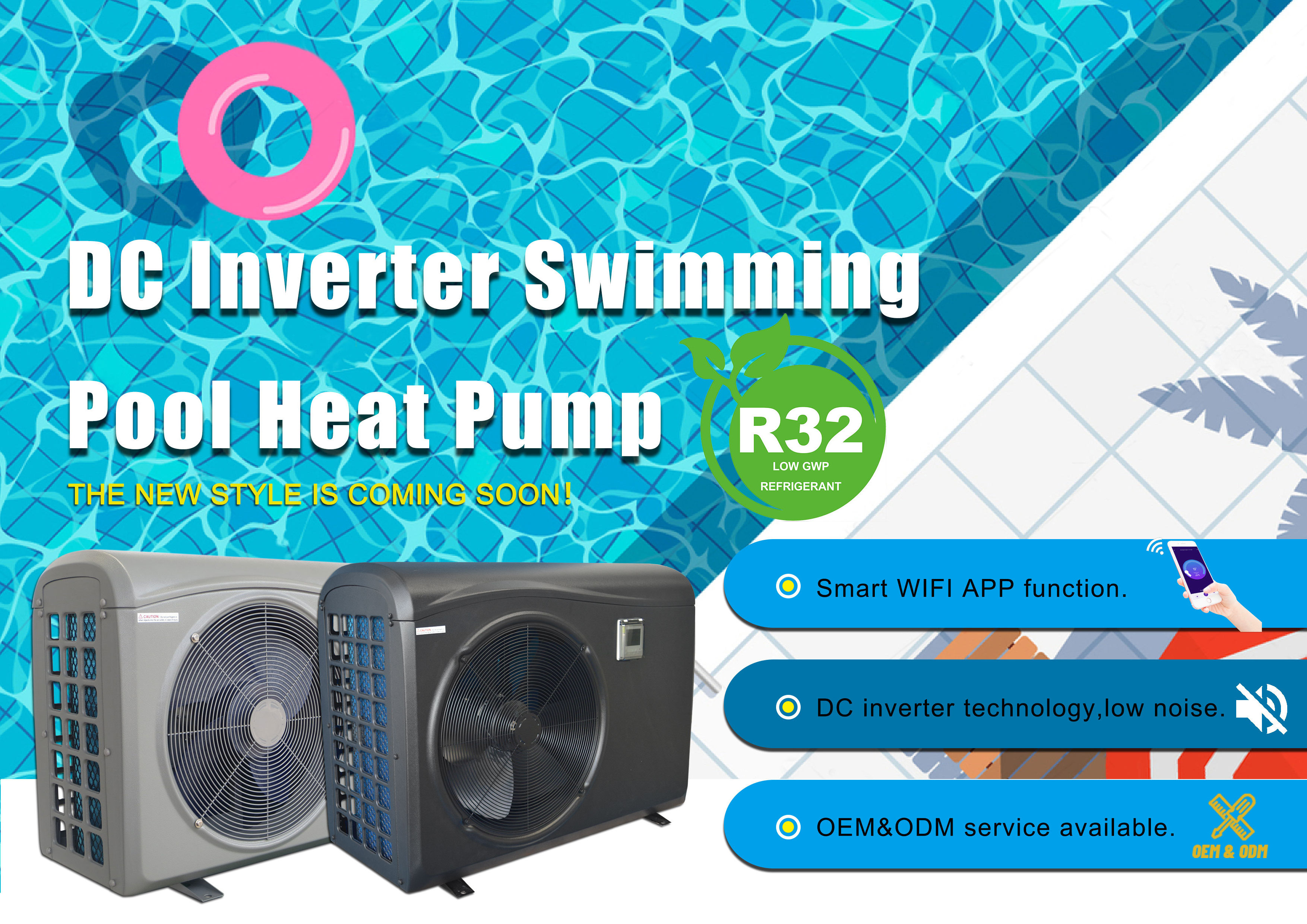 3.6-31Kw high COP R32 wifi dc inverter 12kw pool spa heat pump electric heater 6kw 11kw heat pump Bomba de calor para piscina