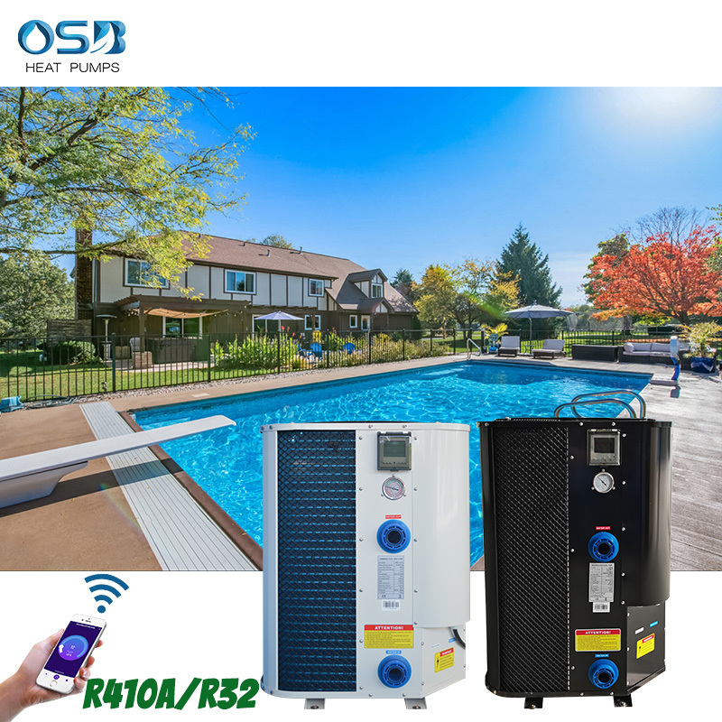 DC inverter heat pump for swimming pool spa air source heater cooler combine with solar panel pool heat pump