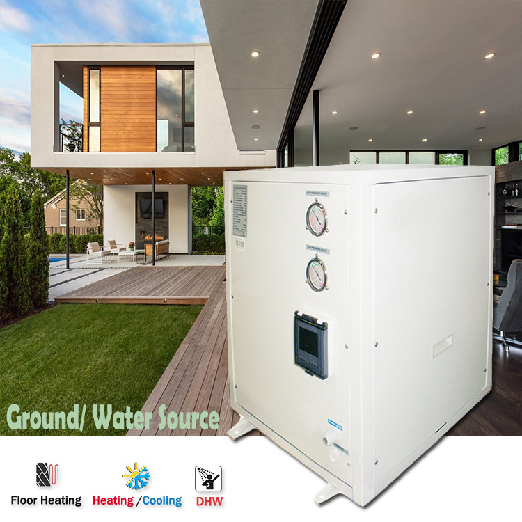 Geothermal heating cooling system 8-16kw Water to Water Ground Source Heat Pump 12kw HeatPump floor heating with CE Approval