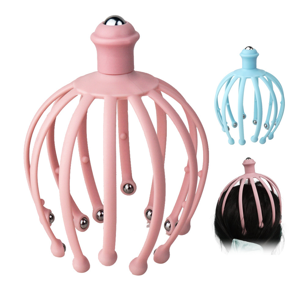 Octopus Head Massager 12 Finger Head Scratcher Roller Balls Stress Relief Scalp Massage Head Relax Massager