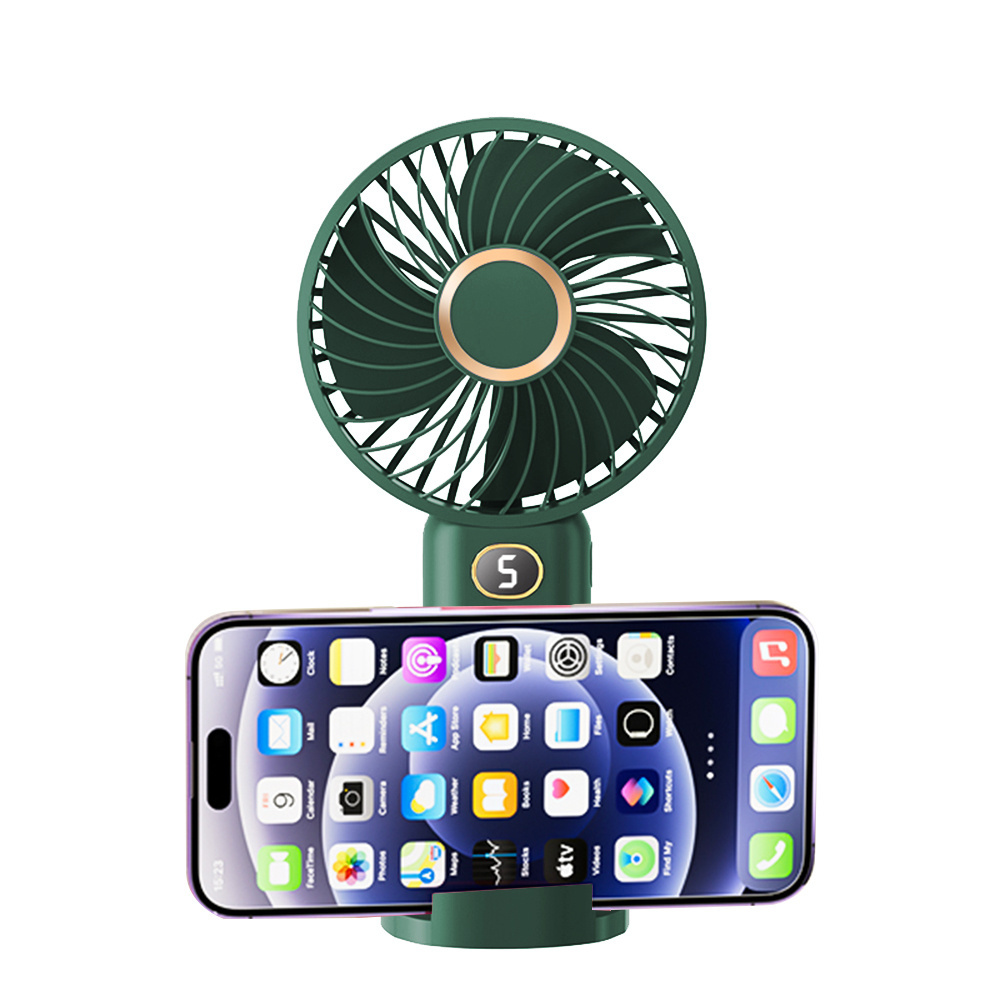 USB Handheld Mini Fan Portable Fans 5 Speed Cooling Air Phone Stand Display Screen USB Rechargeable Fan