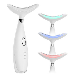 Face Lifting Heated Vibration Electric Gua Sha Rechargeable 3 Led Light Therapy Neck & Face Lifting Massager