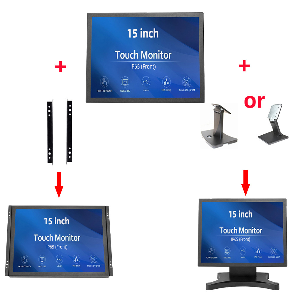 Security Video Surveillance Display Monitors / Hd Bnc Vga Input Industrial 15 17 Inch Lcd Monitor