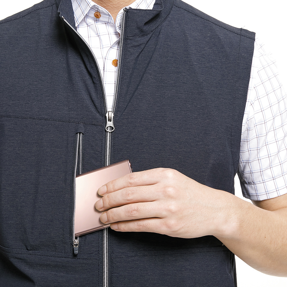 Men's Windproof Soft Fleece Lined Vest Sleeveless Jacket Full-Zip Outerwear Vest with Pockets