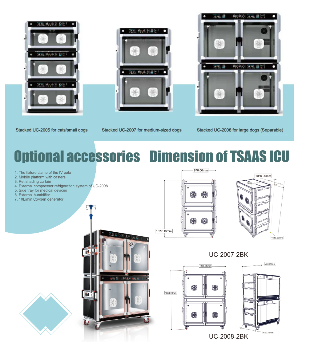 OSCAT EURPET Hospital Medical Equipment Icu Unit Stainless Steel Veterinary Cage For Dog Cat Vet Clinic