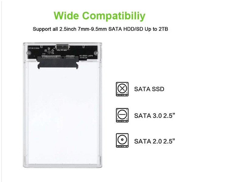 OSCOO Transparent Plastic HDD 2.5