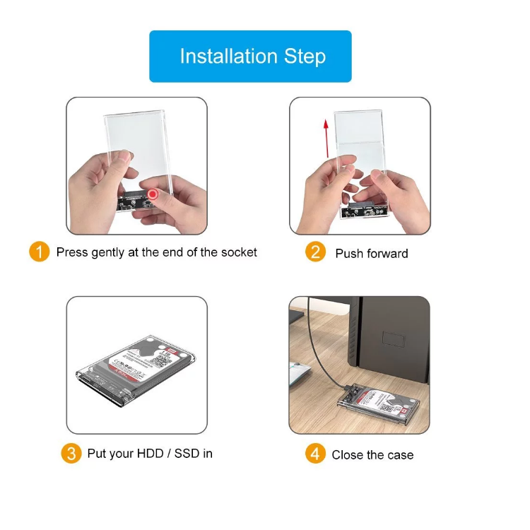 OSCOO Transparent Plastic HDD 2.5