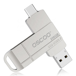 SSD USB Flash Drive 3DTLC USB3.2 and type-C Style color external mobile hard drive 256GB 512GB OSCOO factory