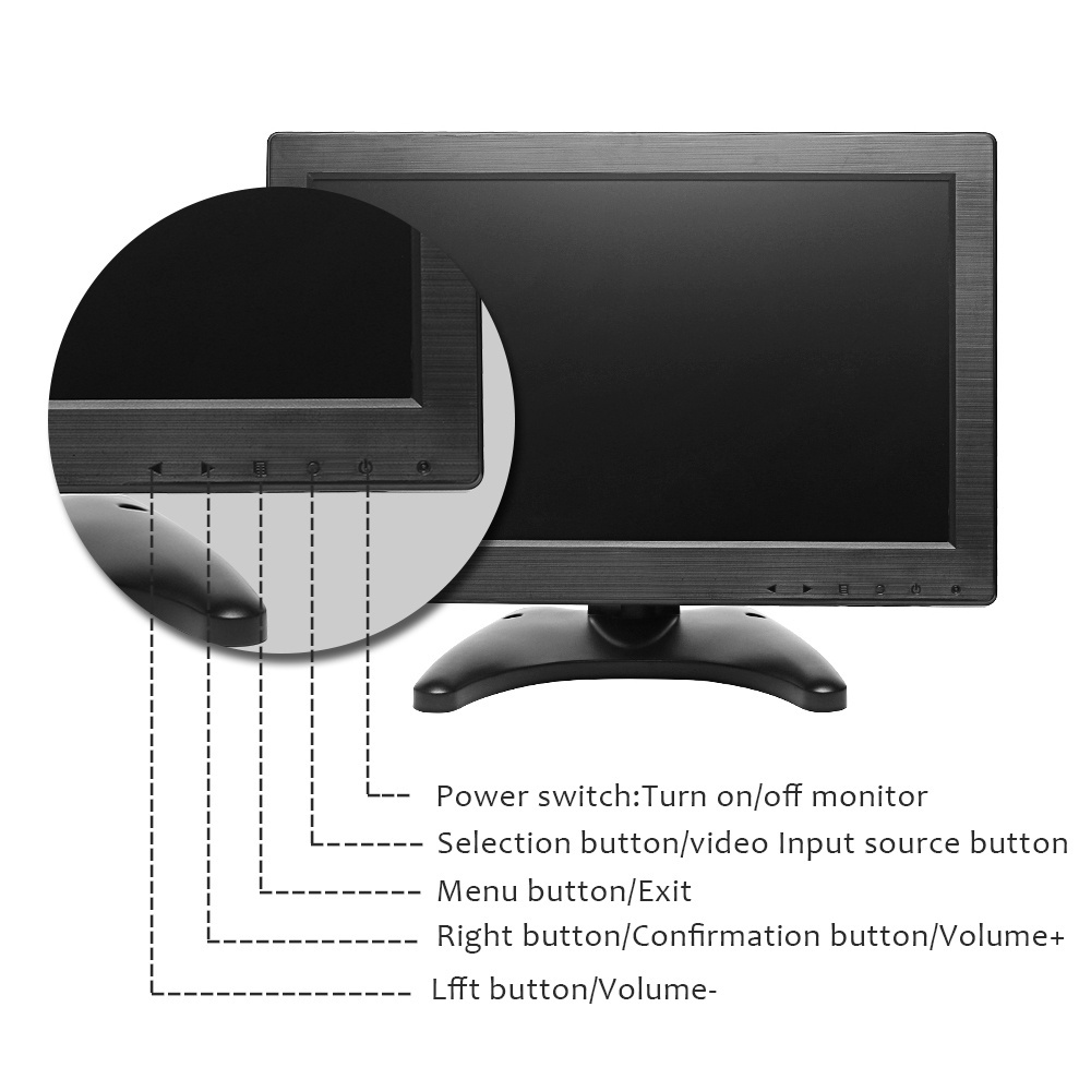 12 inch 1920*1080 Widescreen high brightness lcd monitor hd/bnc/av/usb/vga