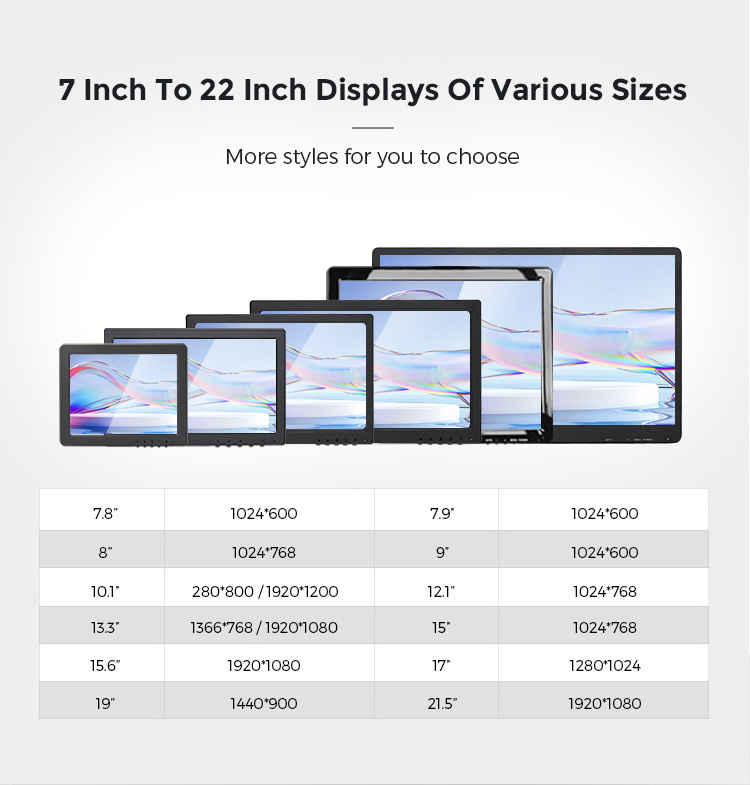 touch screen monitor industrial 7 8 9 10 11 12 13 15 inch touch monitor capacitive touch screen monitor