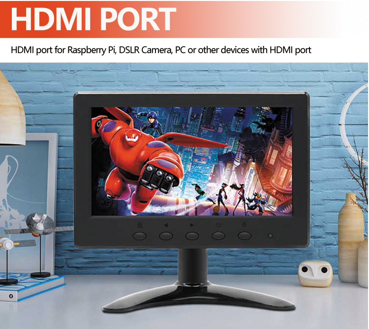 Supplier Lcd Led 7 Inch Monitor Mini Small HDMI VGA AV BNC Interface Car 7 inch HD Desktop Small Monitor for Camera/Bus