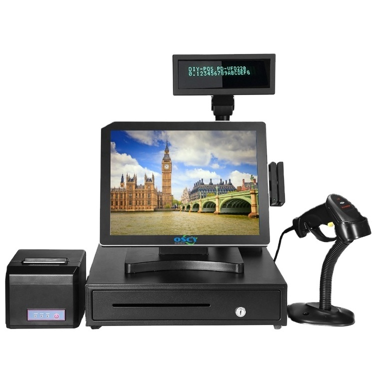 Factory price 15 inch cash register Touch Screen Terminal Payment Machine all in one pos Bank Stand Pos Systems