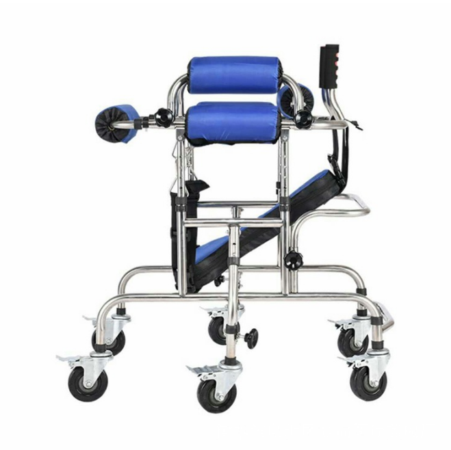 Stainless Steel Standing Frame Anti-rollover Walking Aid Lower Limb Training Walker For Disabled Children and Adult