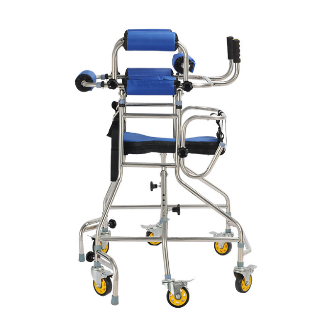 Stainless Steel Standing Frame Anti-rollover Walking Aid Lower Limb Training Walker For Disabled Children and Adult