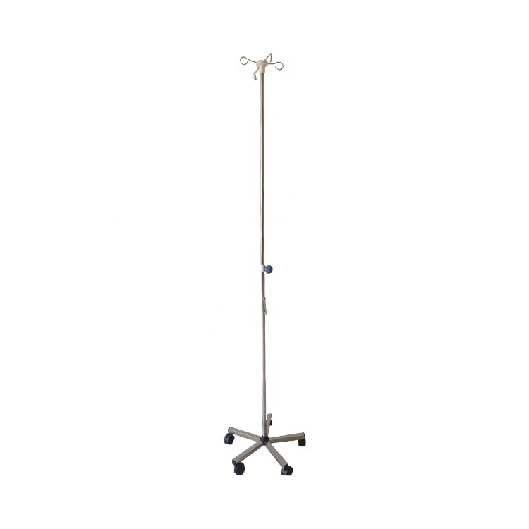 OSEN-HA6 Blood Support Transfusion Removable Stainless Steel 4 Hook IV Pole Infusion Stand with Wheels