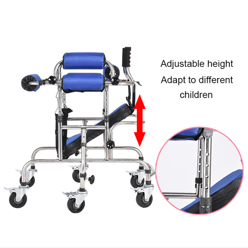 Stainless Steel Standing Frame Anti-rollover Walking Aid Lower Limb Training Walker For Disabled Children and Adult