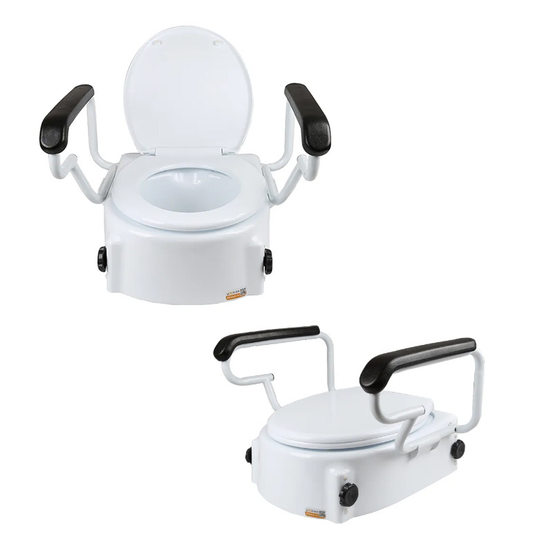 Height adjustable bathroom raised toilet seat for the elderly and disabled&toilet support handrail Bathroom Rails Armrest Toilet