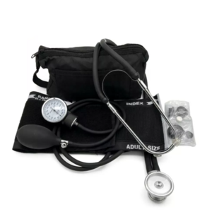 Medical aneroid sphygmomanometer with sprague rappaport stethoscope and zipper bag for blood pressure measurement