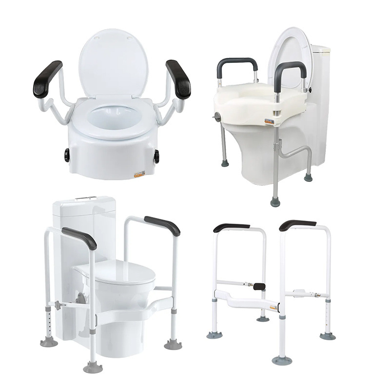 Height adjustable bathroom raised toilet seat for the elderly and disabled&toilet support handrail Bathroom Rails Armrest Toilet