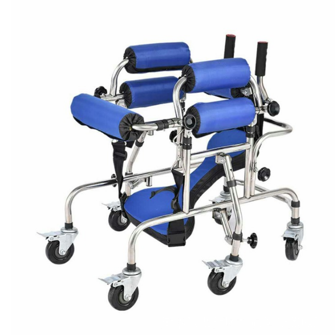 Stainless Steel Standing Frame Anti-rollover Walking Aid Lower Limb Training Walker For Disabled Children and Adult