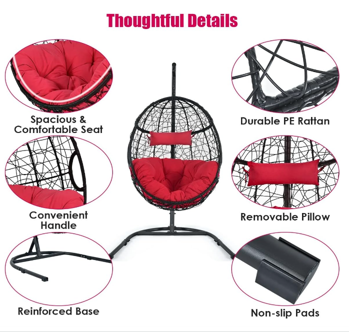 Custom single removable indoor-outdoor cradle swing chair