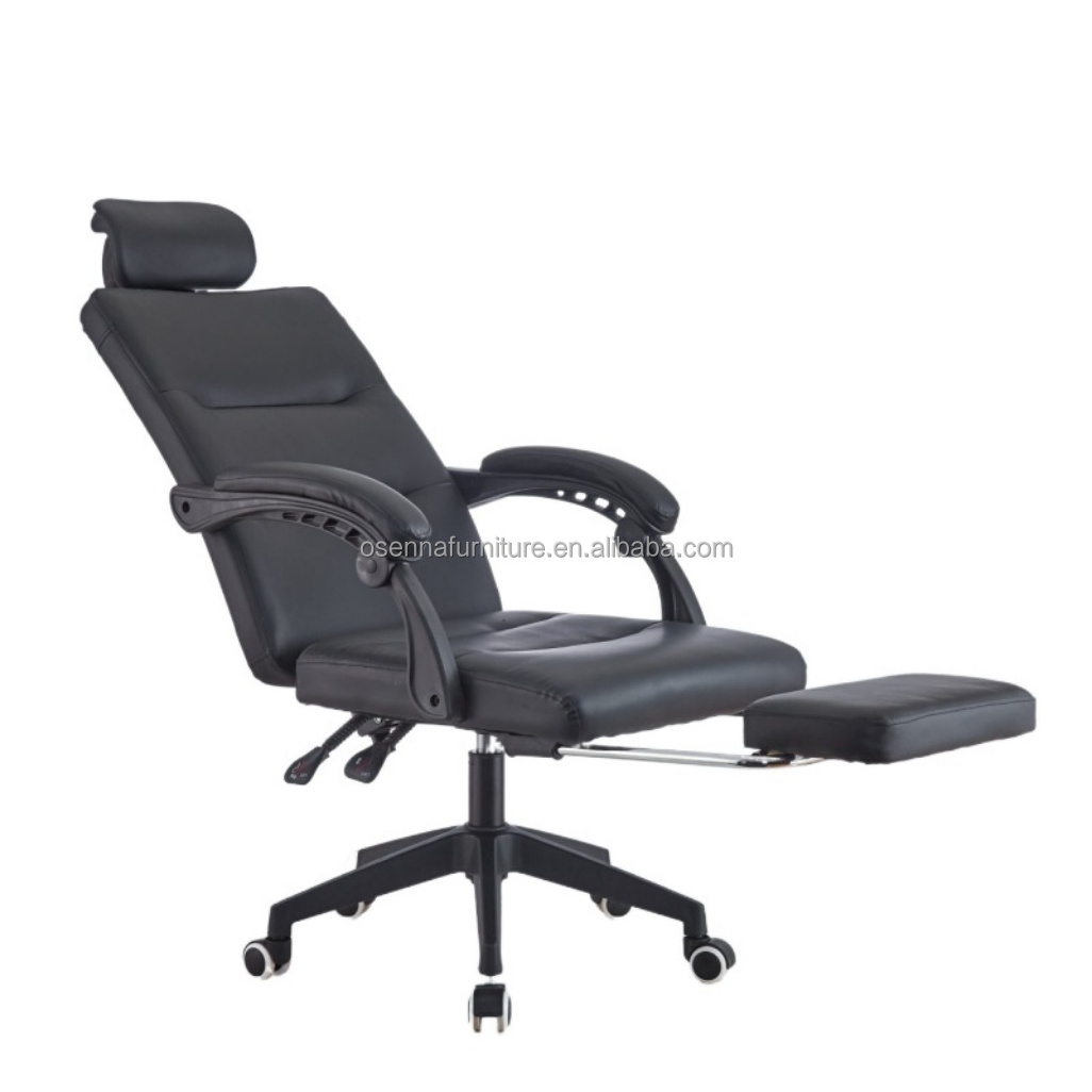 genuine real leather arm reclining office chair