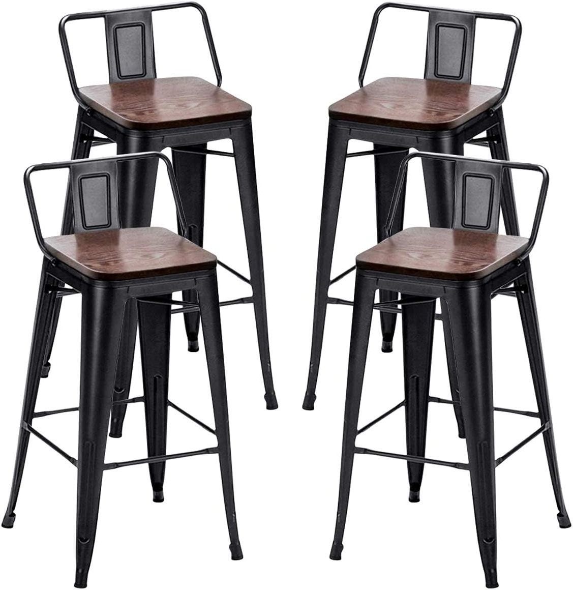 Heavy Duty Steel 24 and 30inches Industrial Stackable Metal Bar High Chair Counter Stool for Kitchen, Dining Rooms