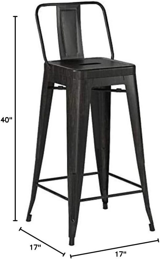 Heavy Duty Steel 24 and 30inches Industrial Stackable Metal Bar High Chair Counter Stool for Kitchen, Dining Rooms