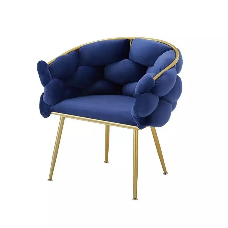 Black Rope Gold Leg Velvet Modern Italian Royalblue Nordic Fabric Stackable Dining Chair