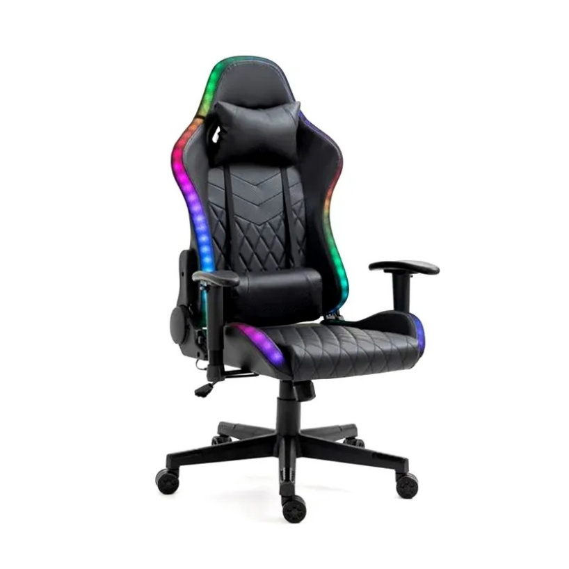 Cheap Ddp Full White Pu Leather Computer Pc Game Chair Silla Gamer Led Rgb Racing Massage Gaming Chair With Lights And Speakers