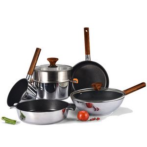 Wholesale Kitchen Cooking Pots Pans Wear Non Stick Forged Aluminum Cookware Sets