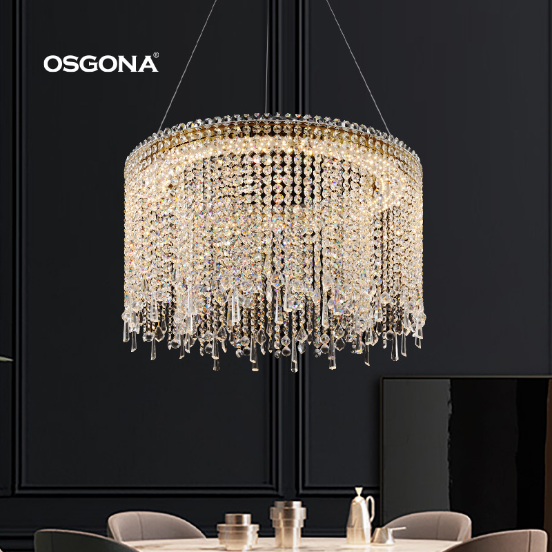 Chrome Elegant living room crystal boho ratan pendant light