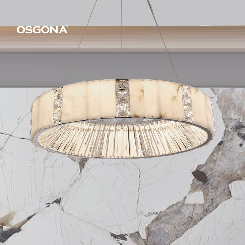 Factory Fashion villa crystal lights modern alabaster pendant light