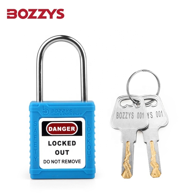 BOZZYS Waterproof Custom 38*4mm Stainless Steel Shackle Loto Nylon Safety Lockout Padlock with Master Key