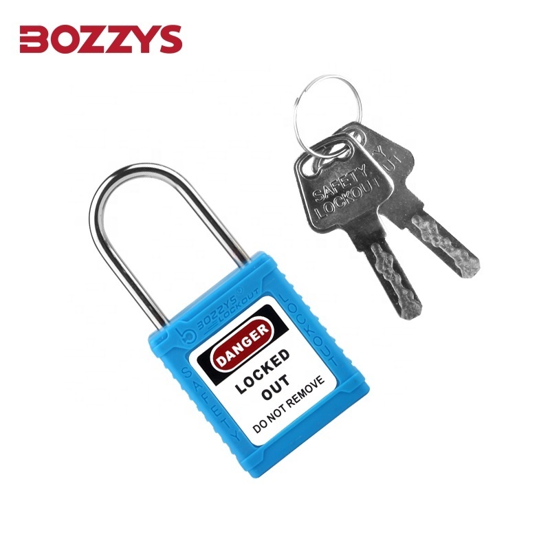 BOZZYS Waterproof Custom 38*4mm Stainless Steel Shackle Loto Nylon Safety Lockout Padlock with Master Key