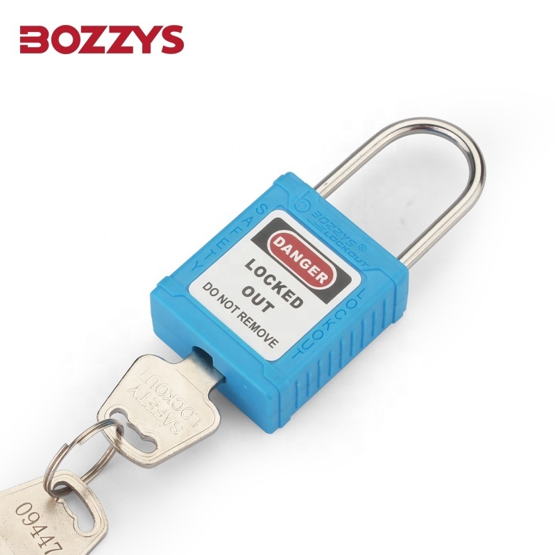 BOZZYS Waterproof Custom 38*4mm Stainless Steel Shackle Loto Nylon Safety Lockout Padlock with Master Key