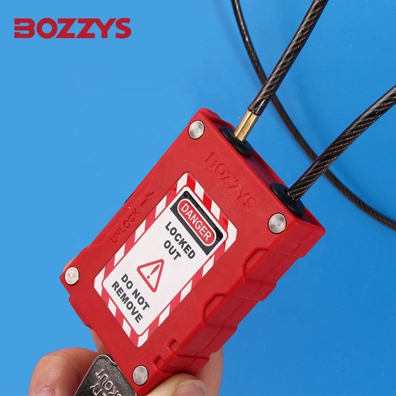 BOZZYS Adjustable Lockout Safety Cable Padlock with 0.8m Plastic-coated Stainless Steel Cable