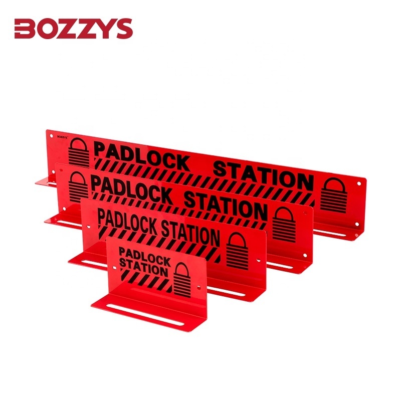 BOZZYS Safety Lockout Tagout Management Station Small Steel Padlock Rack with padlocks for Hold up to 20