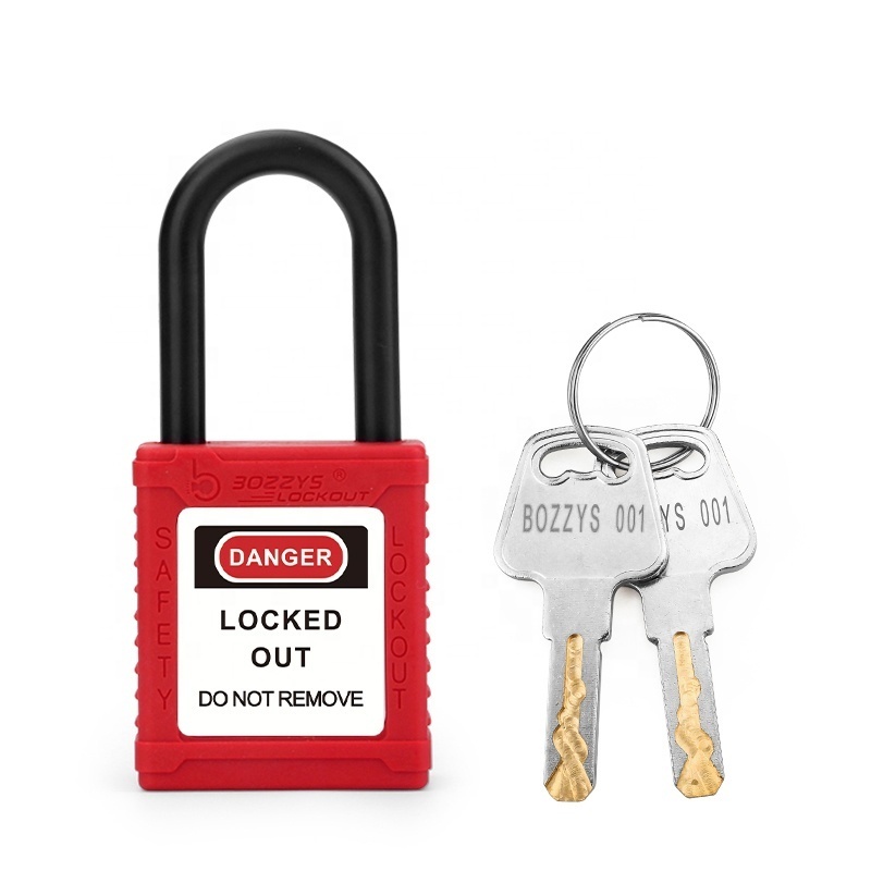 China High Security Master Nylon Insulated Plastic shackle Loto Pad Lock Safety Padlock 38mm with Master Key for Lockout Tagout