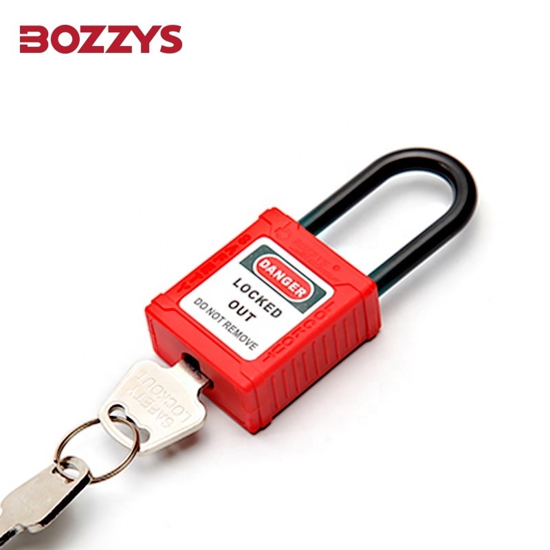 China High Security Master Nylon Insulated Plastic shackle Loto Pad Lock Safety Padlock 38mm with Master Key for Lockout Tagout