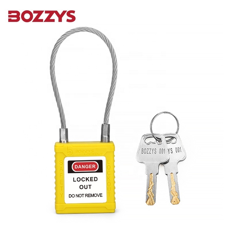 LOTO Stainless Steel Wire Long Shackle Keyed Alike Safety  Lockout Tagout Cable Padlock for Overhaul of Industrial Equipment