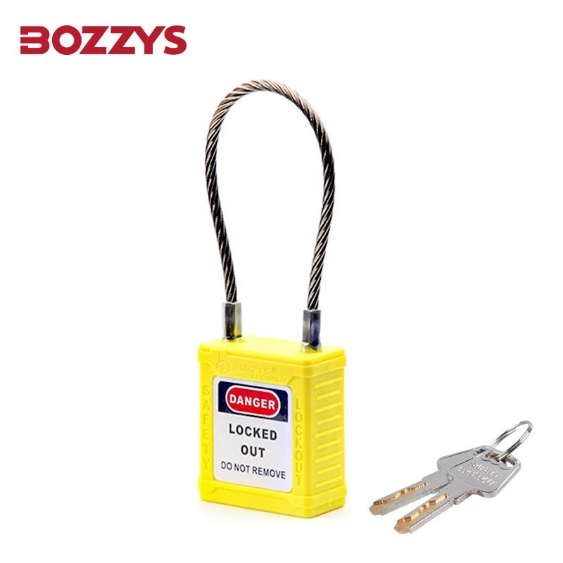 LOTO Stainless Steel Wire Long Shackle Keyed Alike Safety  Lockout Tagout Cable Padlock for Overhaul of Industrial Equipment