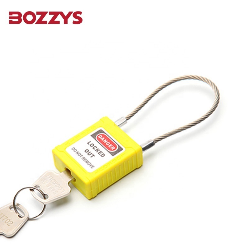 LOTO Stainless Steel Wire Long Shackle Keyed Alike Safety  Lockout Tagout Cable Padlock for Overhaul of Industrial Equipment