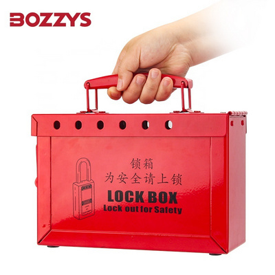 BOZZYS OEM Manufacturers Portable Metal Steel Industrial Safety Loto Lock Group Lockout Box with 12 Keyholes Slot