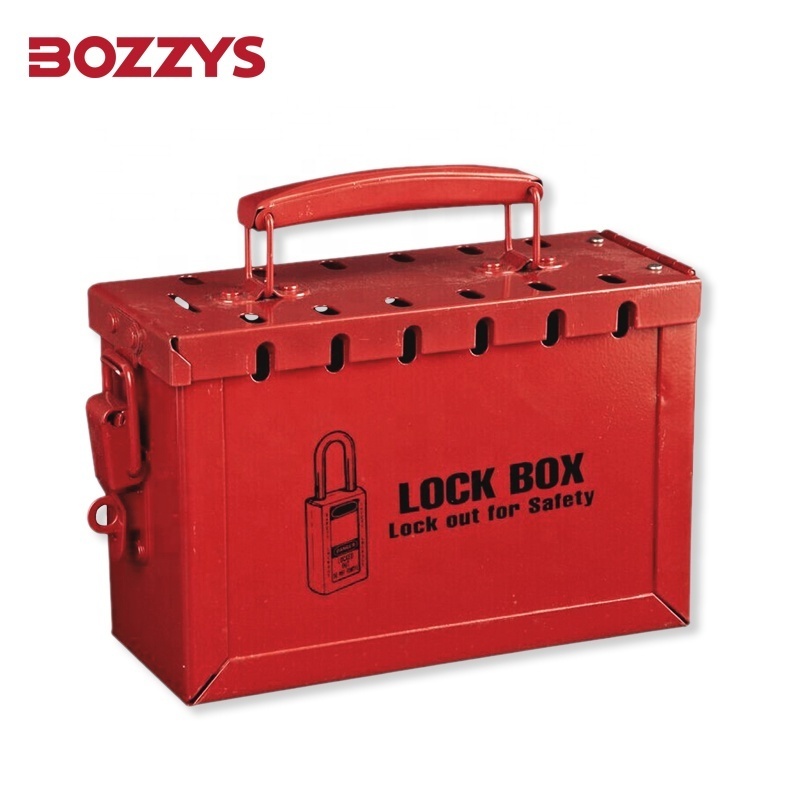 BOZZYS OEM Manufacturers Portable Metal Steel Industrial Safety Loto Lock Group Lockout Box with 12 Keyholes Slot