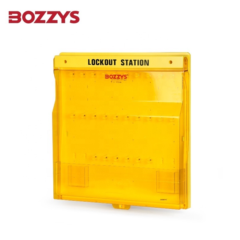 10-30 padlock hooks Wall-mounted Industrial Combination Loto Safety Lockout Station With Transparent Dust-proof Cover